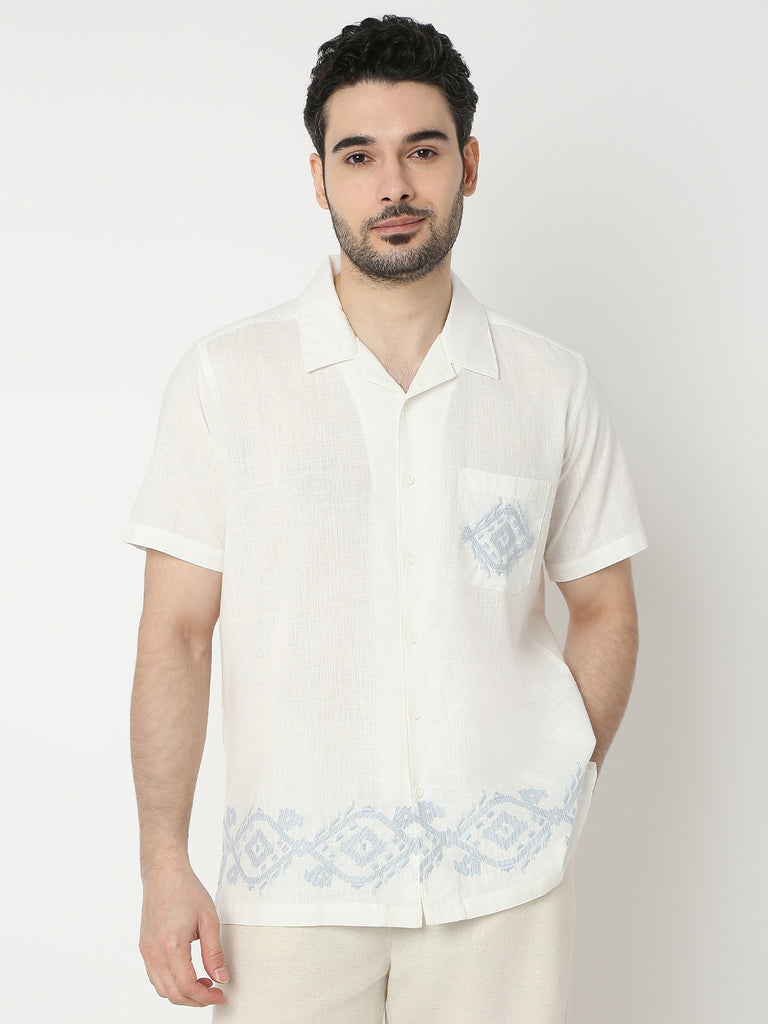 Relaxed Fit Embroidered Half Sleeve Shirts