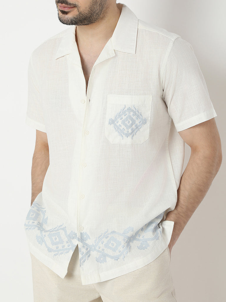 Relaxed Fit Embroidered Half Sleeve Shirts