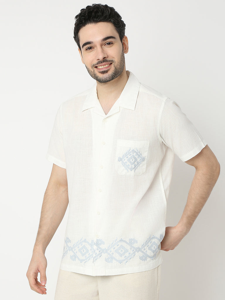 Relaxed Fit Embroidered Half Sleeve Shirts