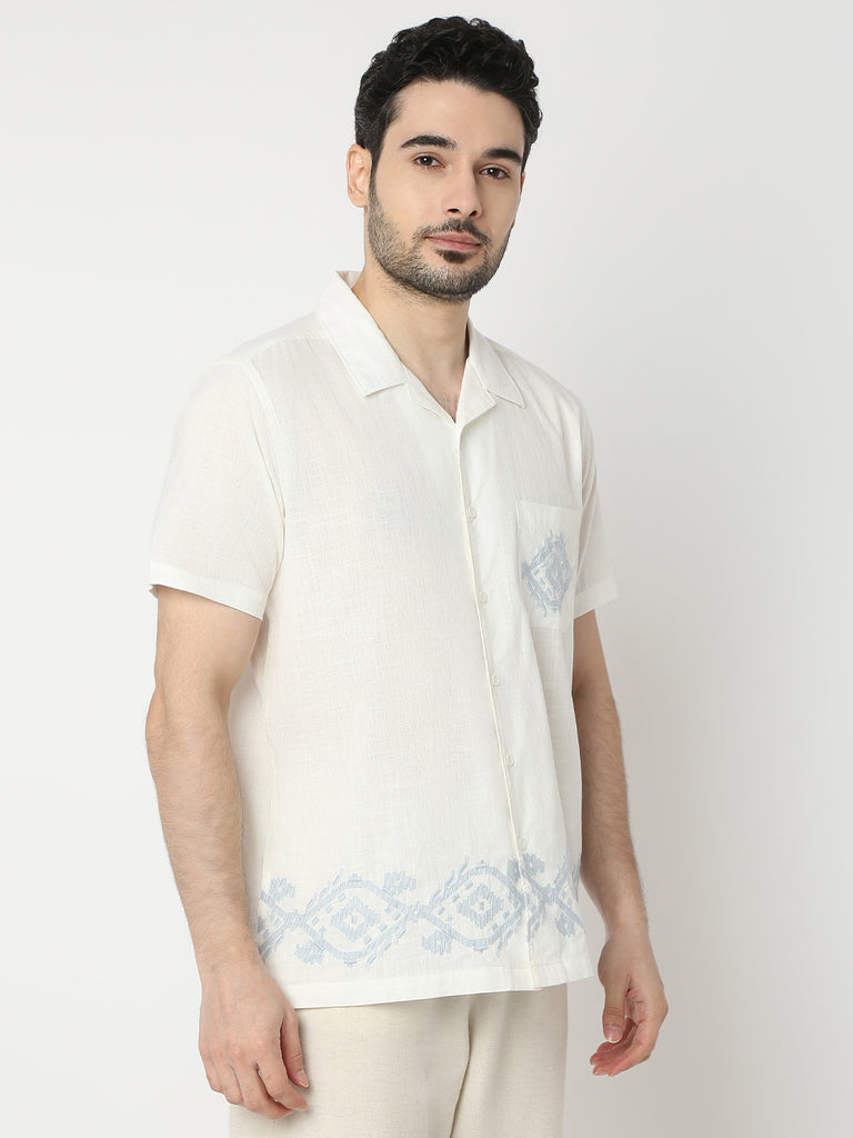 Relaxed Fit Embroidered Half Sleeve Shirts