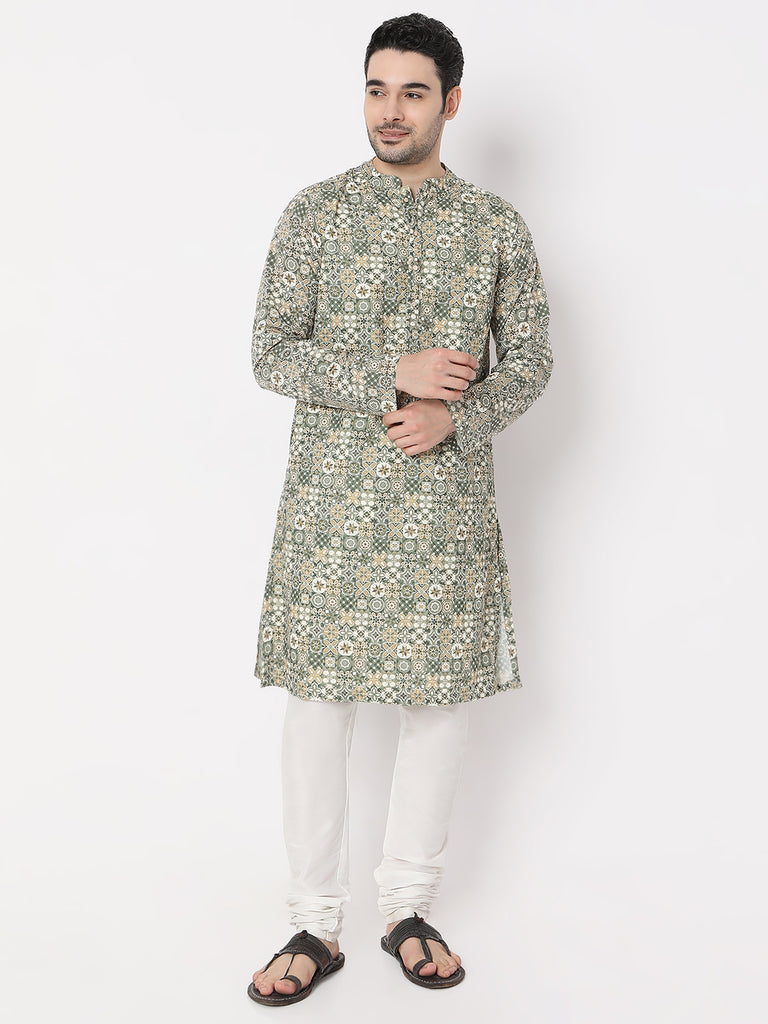 Regular Fit Digital Printed Schiffli with Linning Kurta