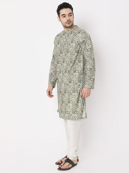 Regular Fit Digital Printed Schiffli with Linning Kurta