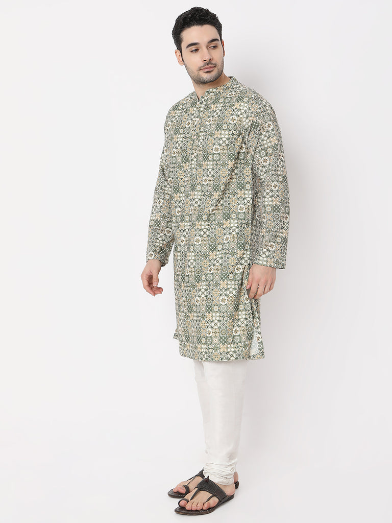 Regular Fit Digital Printed Schiffli with Linning Kurta