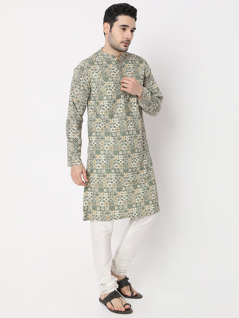 Regular Fit Digital Printed Schiffli with Linning Kurta