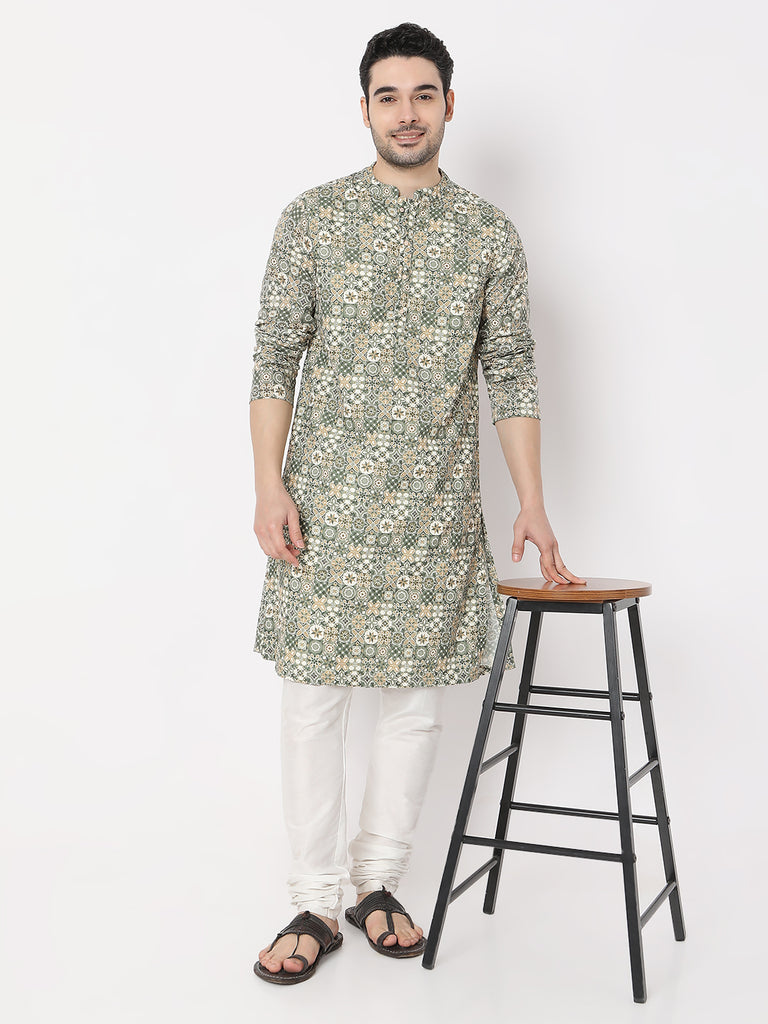 Regular Fit Digital Printed Schiffli with Linning Kurta