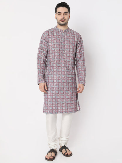 Regular Fit Digital Printed Schiffli Straight Kurta