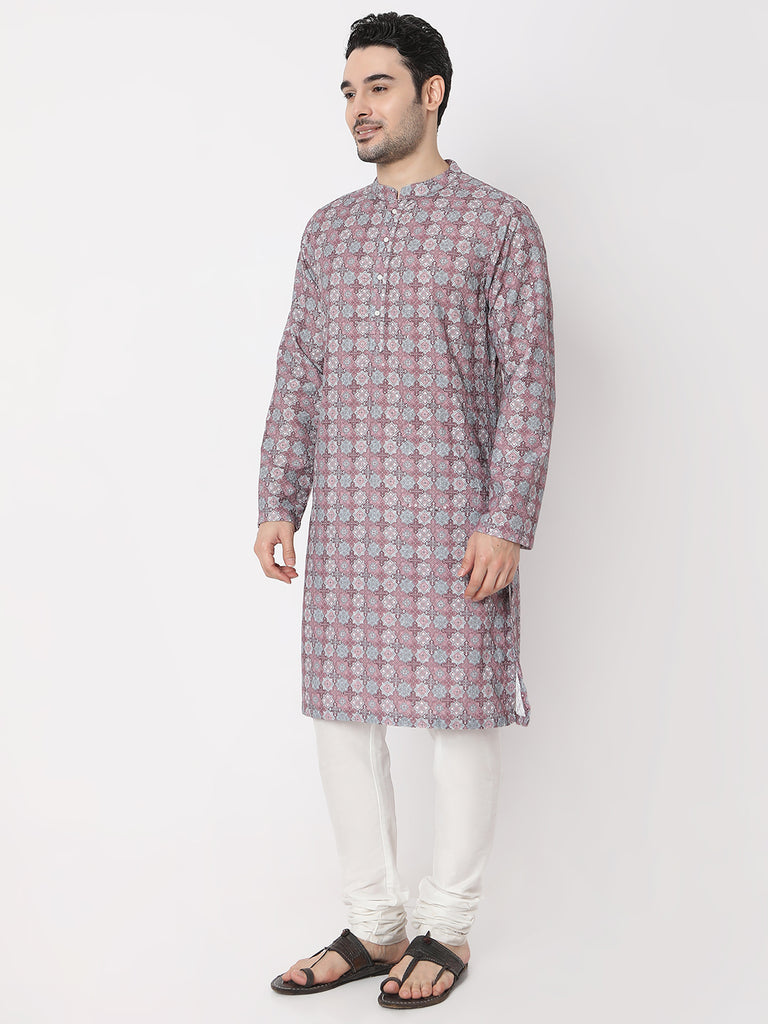 Regular Fit Digital Printed Schiffli Straight Kurta