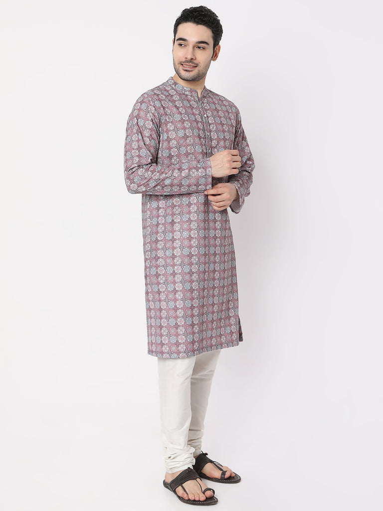 Regular Fit Digital Printed Schiffli Straight Kurta