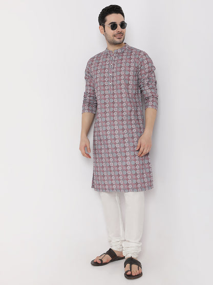 Regular Fit Digital Printed Schiffli Straight Kurta