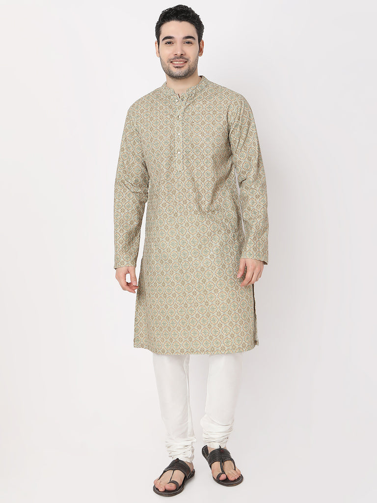 Regular Fit Digital Printed Schiffli Straight Kurta