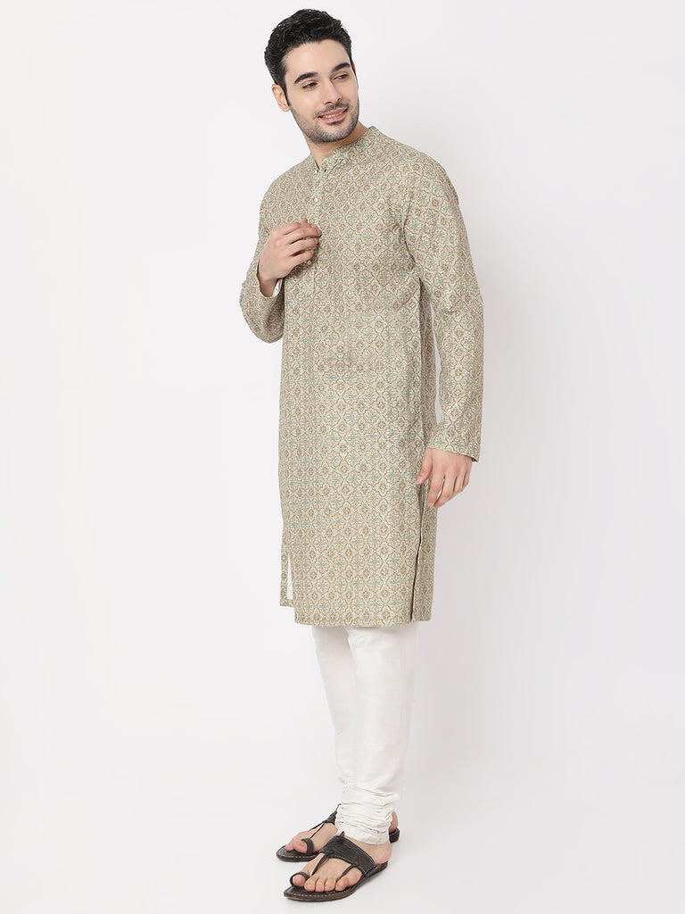 Regular Fit Digital Printed Schiffli Straight Kurta