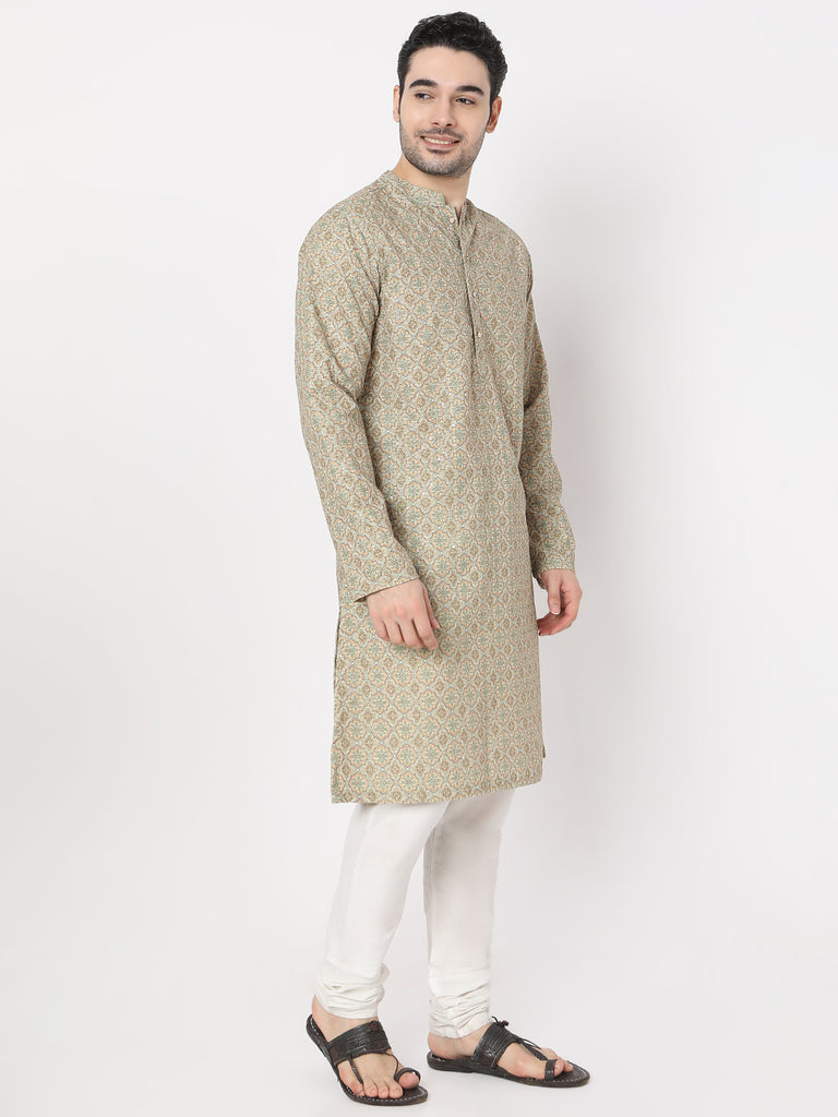 Regular Fit Digital Printed Schiffli Straight Kurta