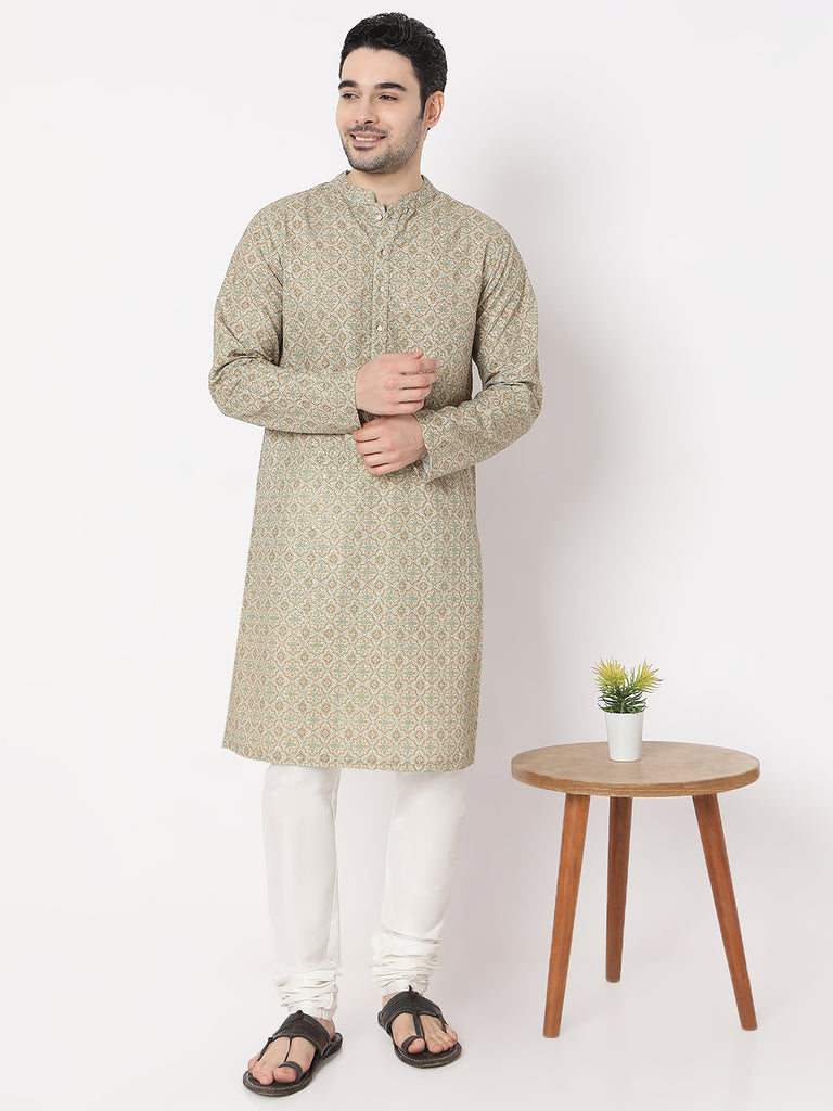 Regular Fit Digital Printed Schiffli Straight Kurta