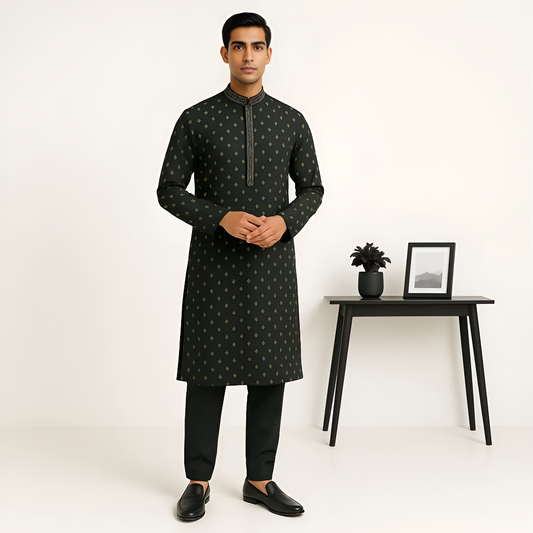 Regular Fit Jacquard Kurta