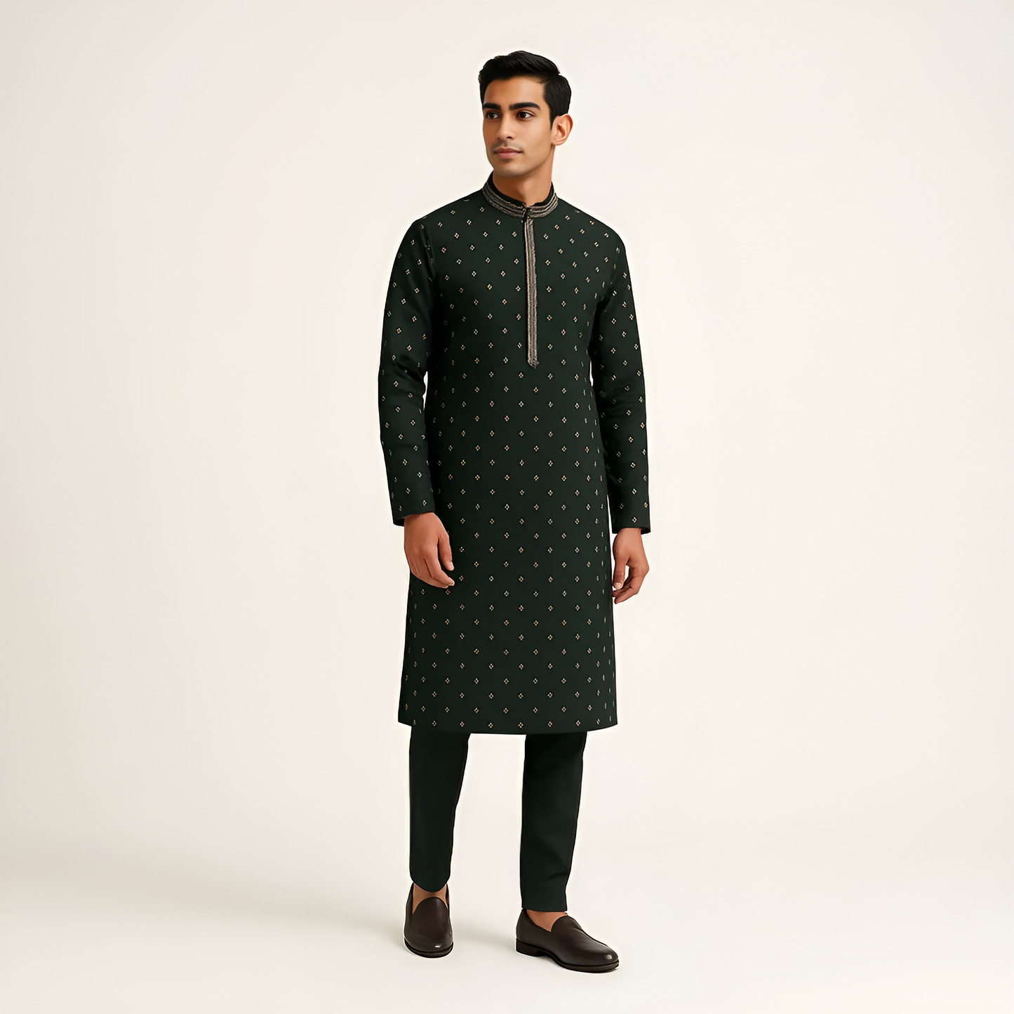 Regular Fit Jacquard Kurta