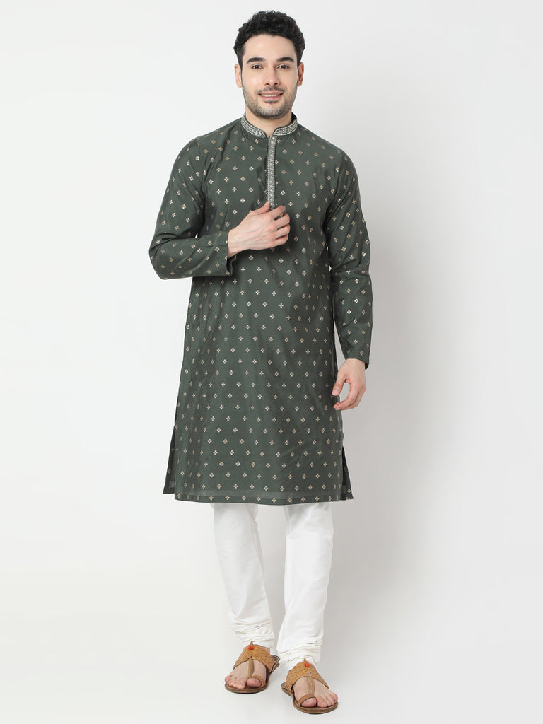 Regular Fit Jacquard Kurta