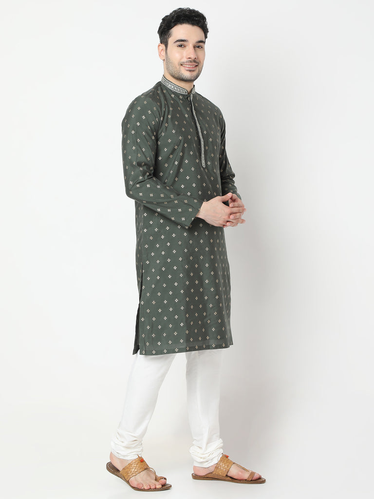 Regular Fit Jacquard Kurta