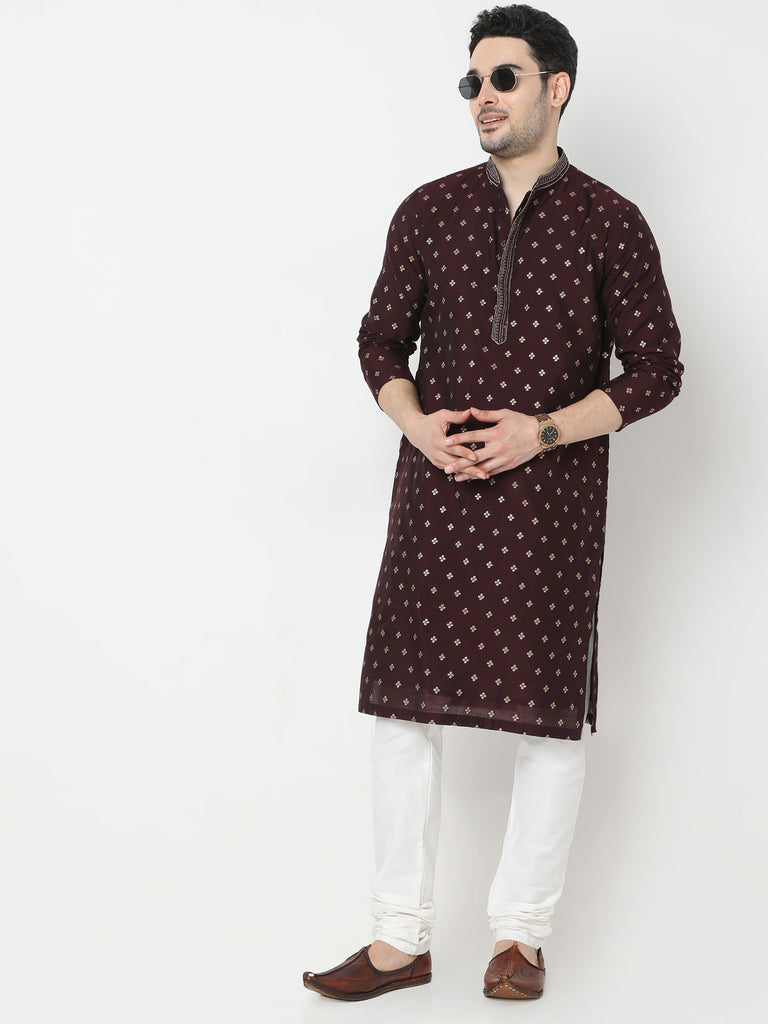 Regular Fit Jacquard Kurta