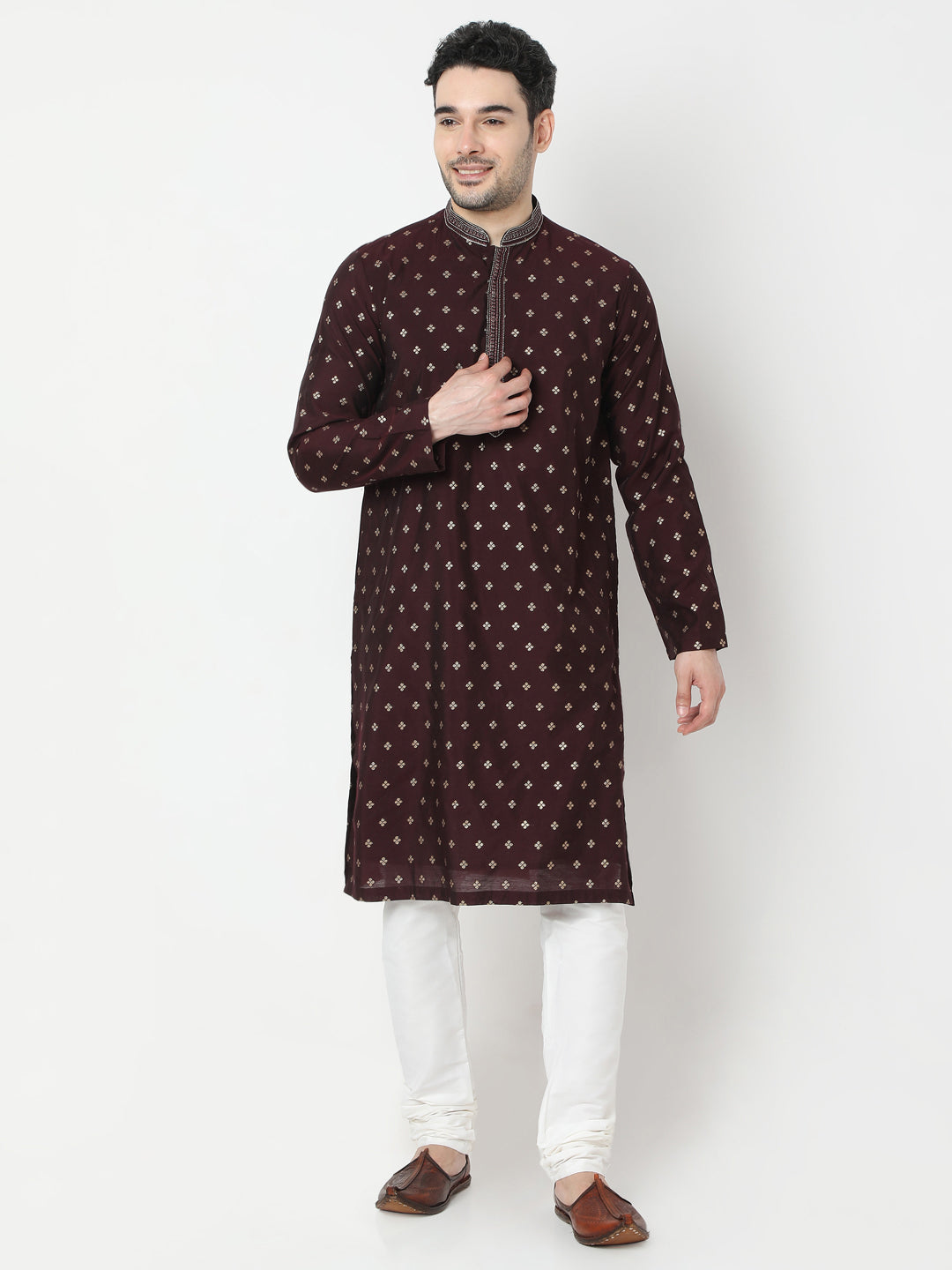 Regular Fit Jacquard Kurta