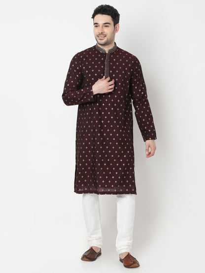Regular Fit Jacquard Kurta