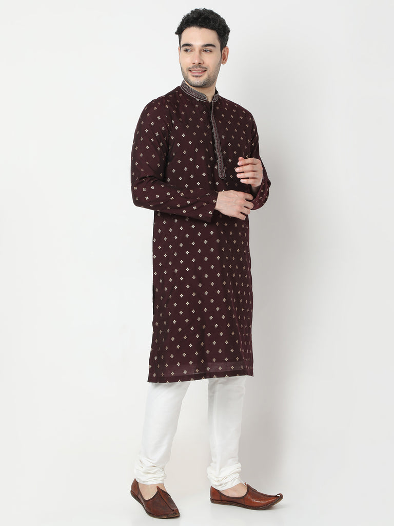 Regular Fit Jacquard Kurta