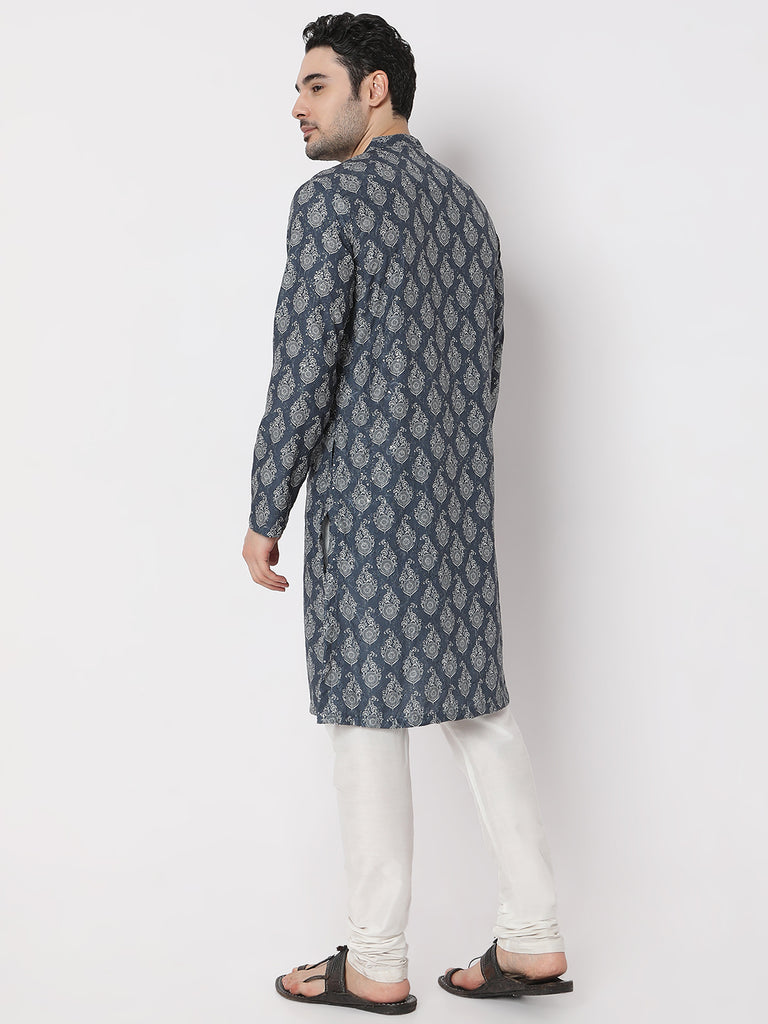 Regular Fit Jacquard All Over Digital Printed with Sequence Embroidery Kurta