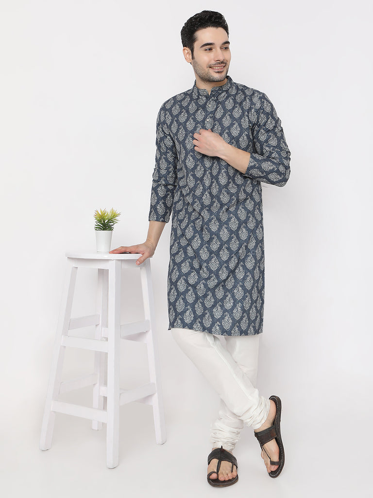 Regular Fit Jacquard All Over Digital Printed with Sequence Embroidery Kurta