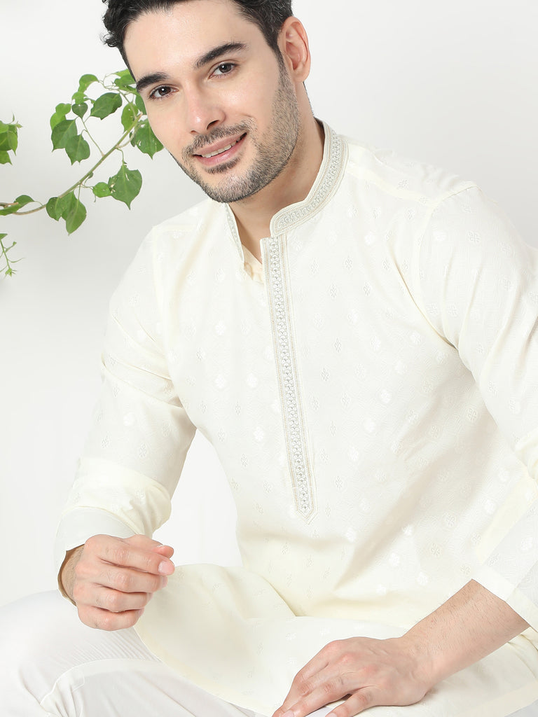 Regular Fit Jacquard Kurta