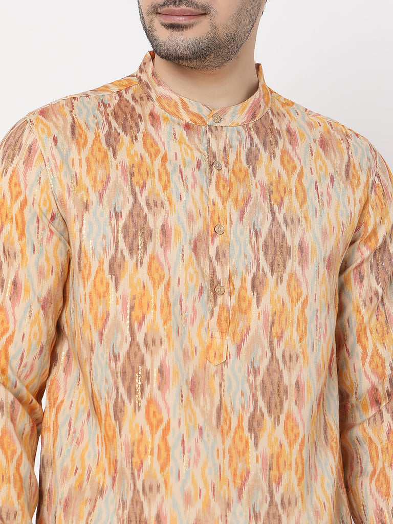 Regular Fit Digital Printed with Foil Print Straight Kurta