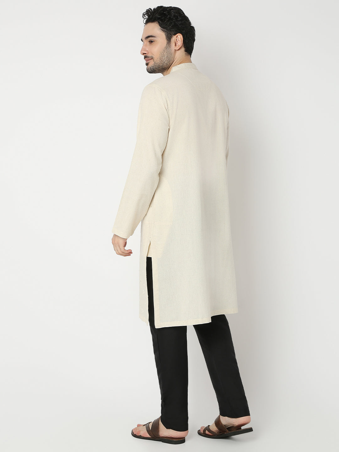 Straight Fit All Over Embroidered Full Sleeve Kurta