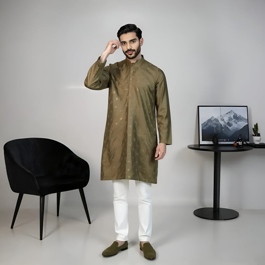 Embroidered Sequins Long Kurta