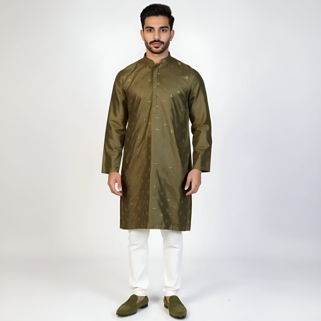 Embroidered Sequins Long Kurta