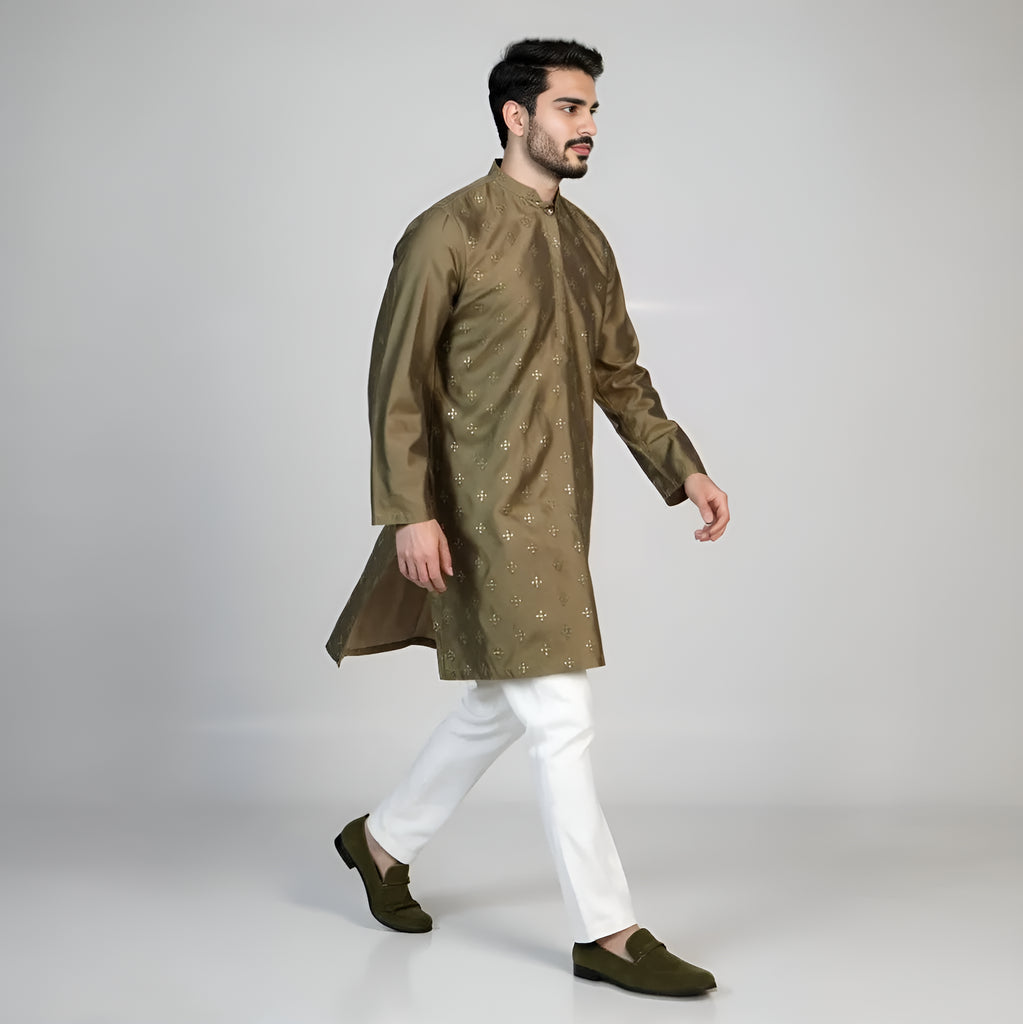 Embroidered Sequins Long Kurta