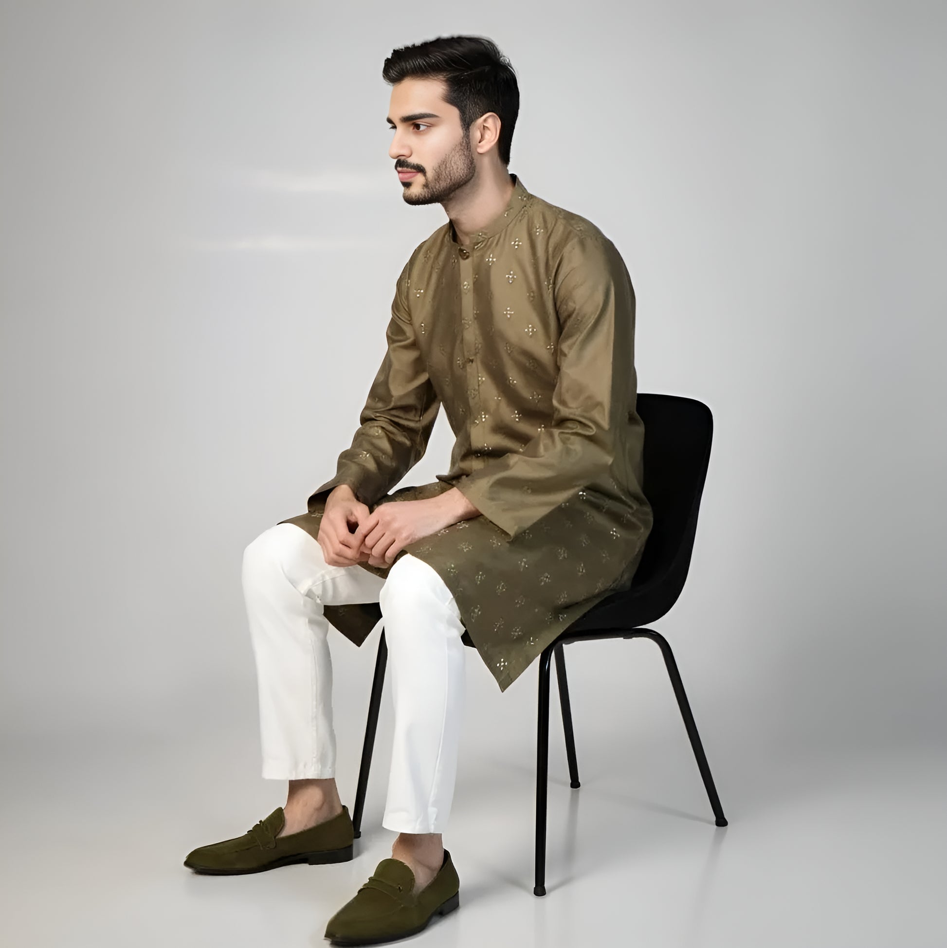 Embroidered Sequins Long Kurta