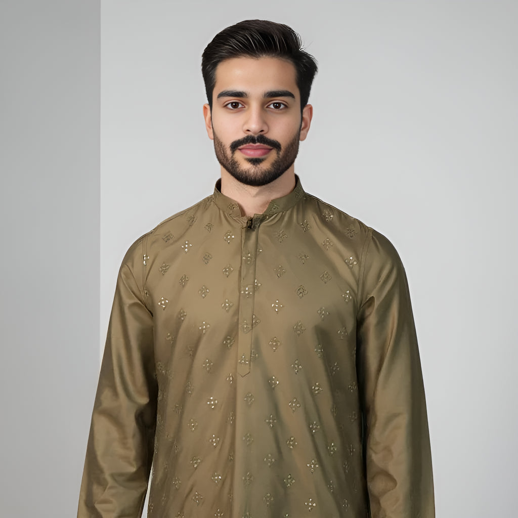Embroidered Sequins Long Kurta