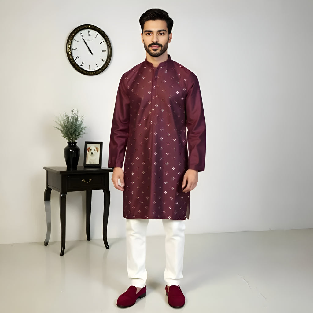 Embroidered Sequins Long Kurta