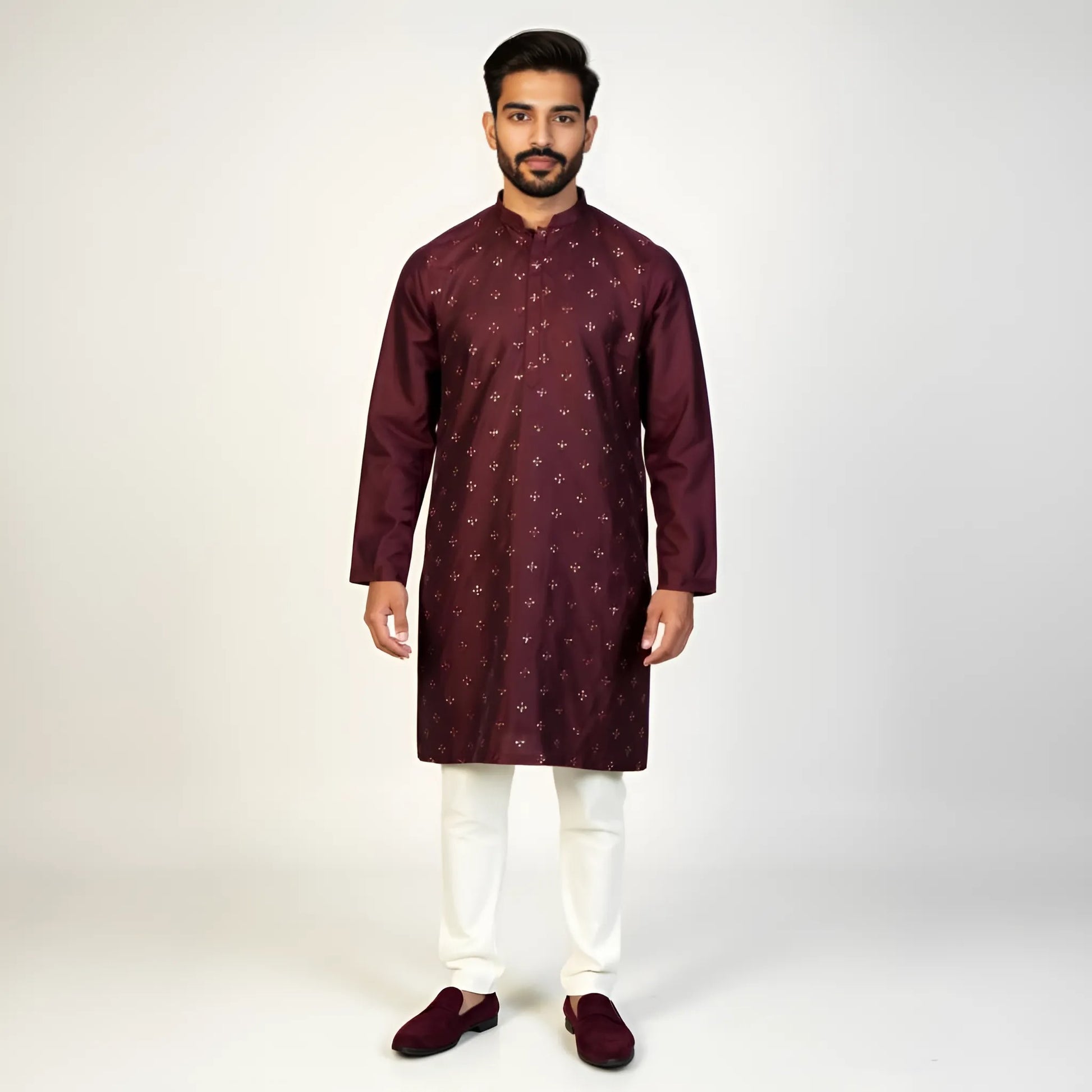 Embroidered Sequins Long Kurta