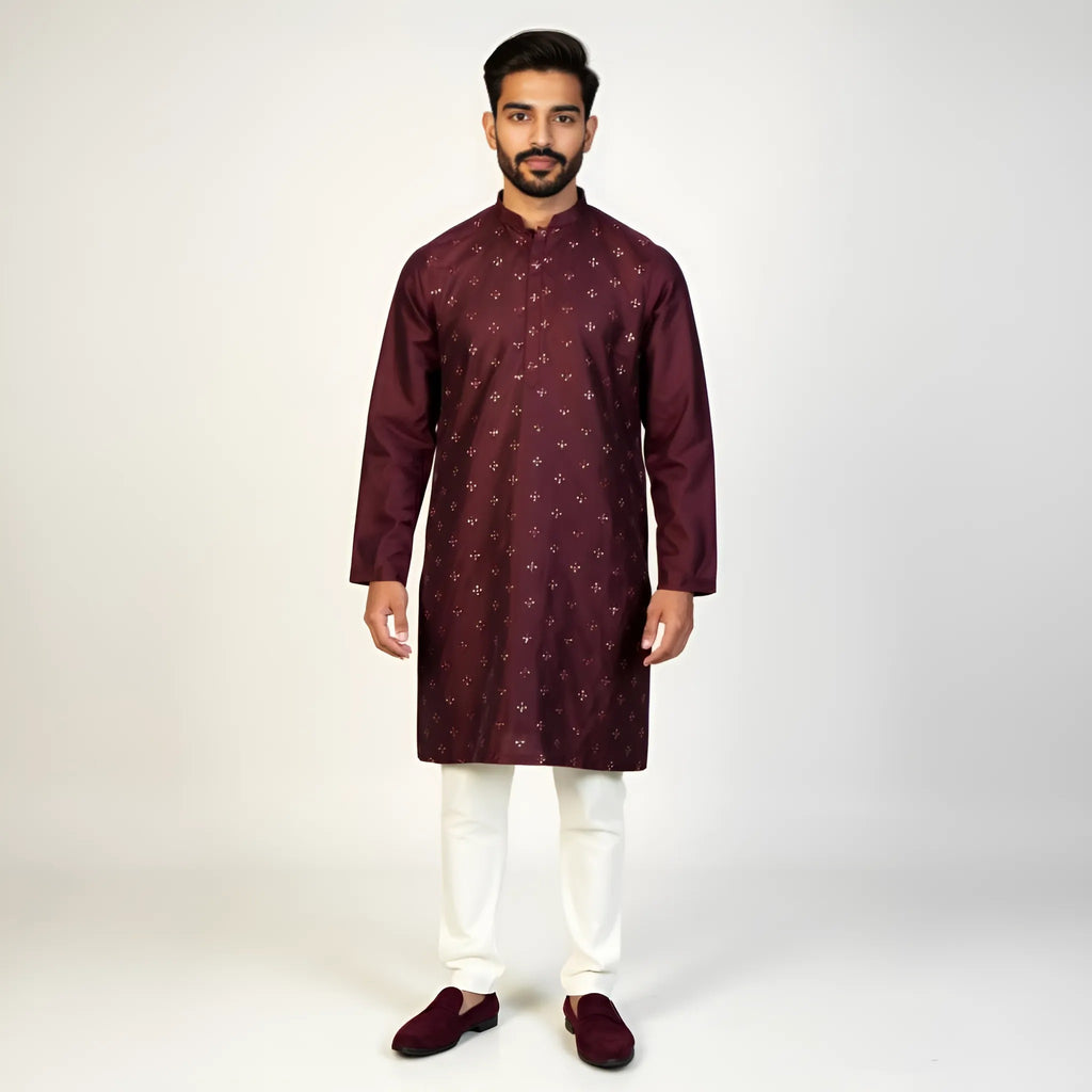 Embroidered Sequins Long Kurta