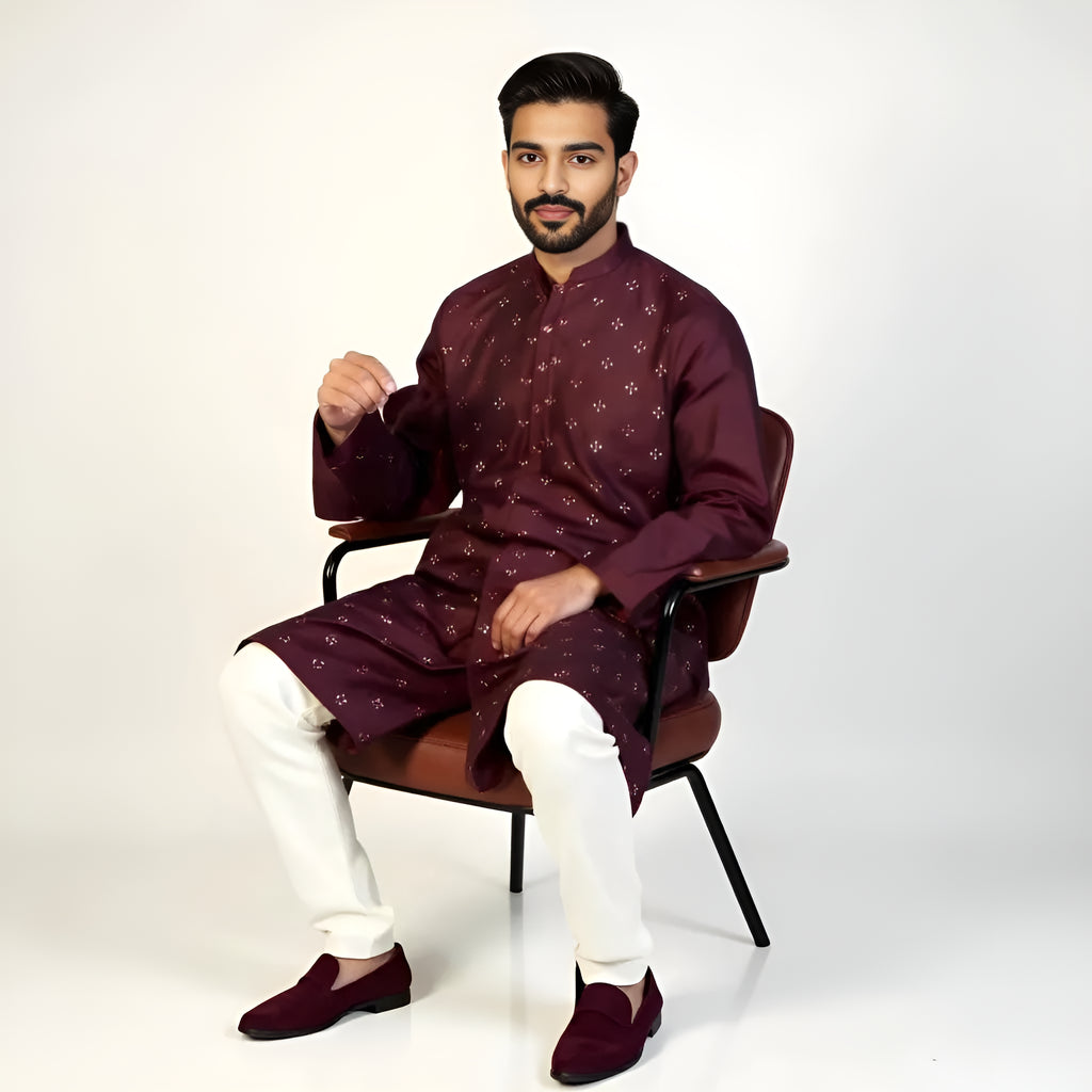 Embroidered Sequins Long Kurta