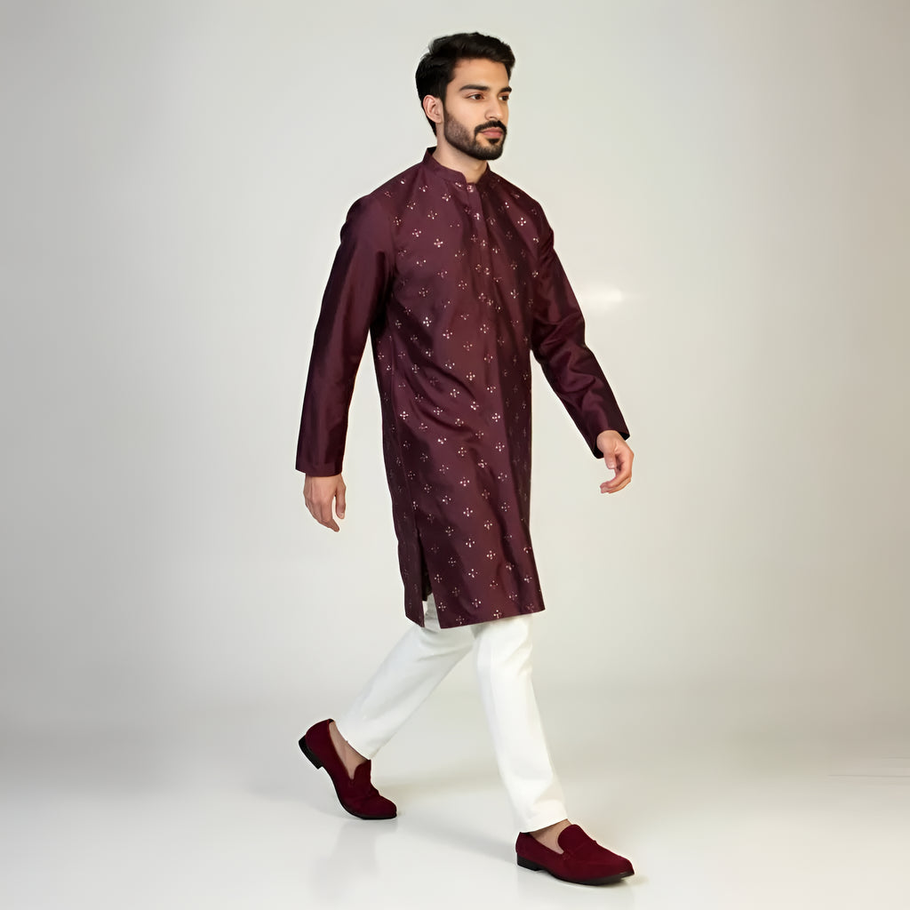 Embroidered Sequins Long Kurta