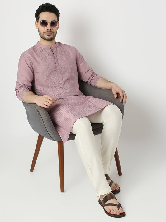 Straight Fit Embroidered Full Sleeve Kurta