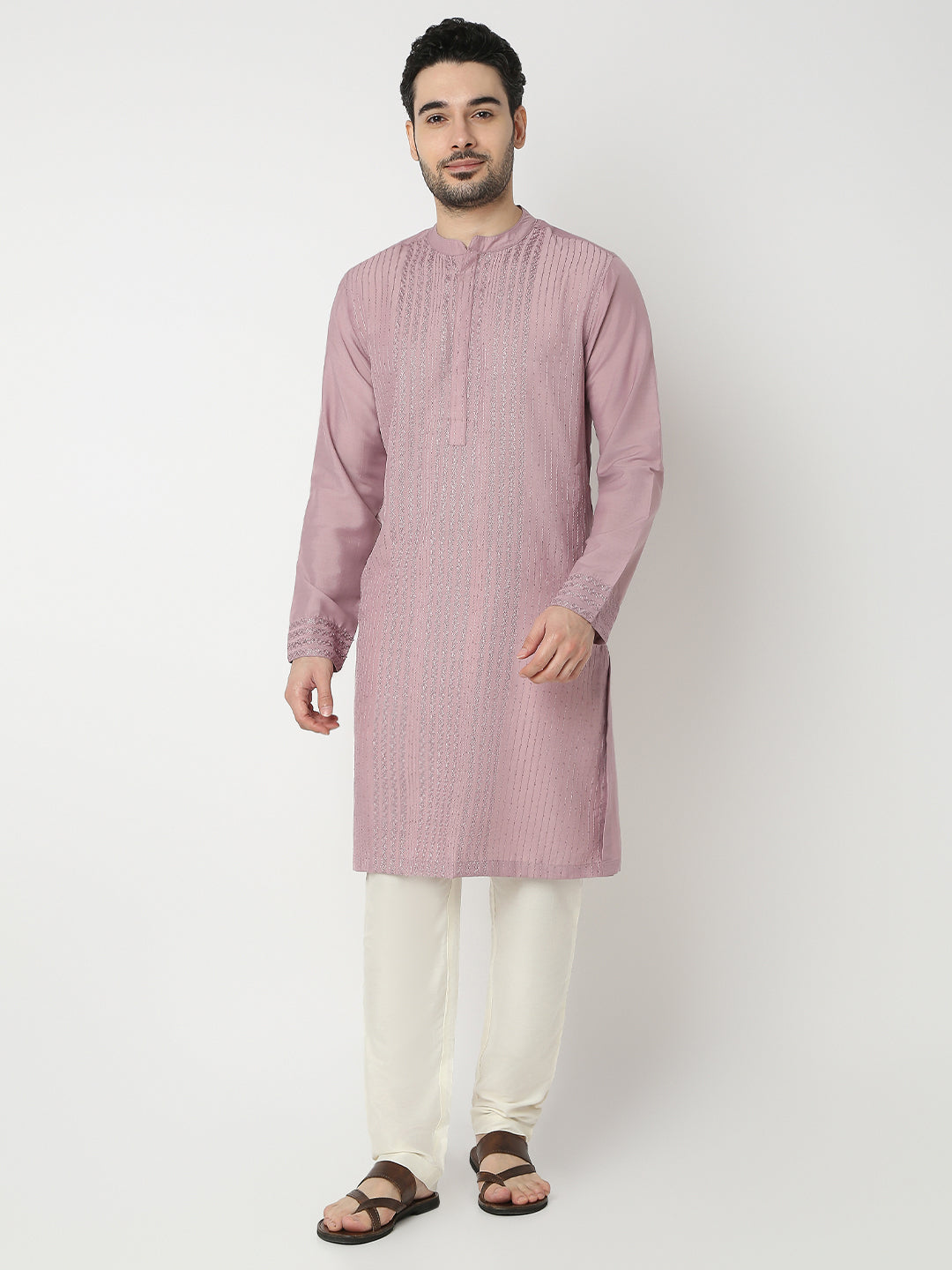 Straight Fit Embroidered Full Sleeve Kurta
