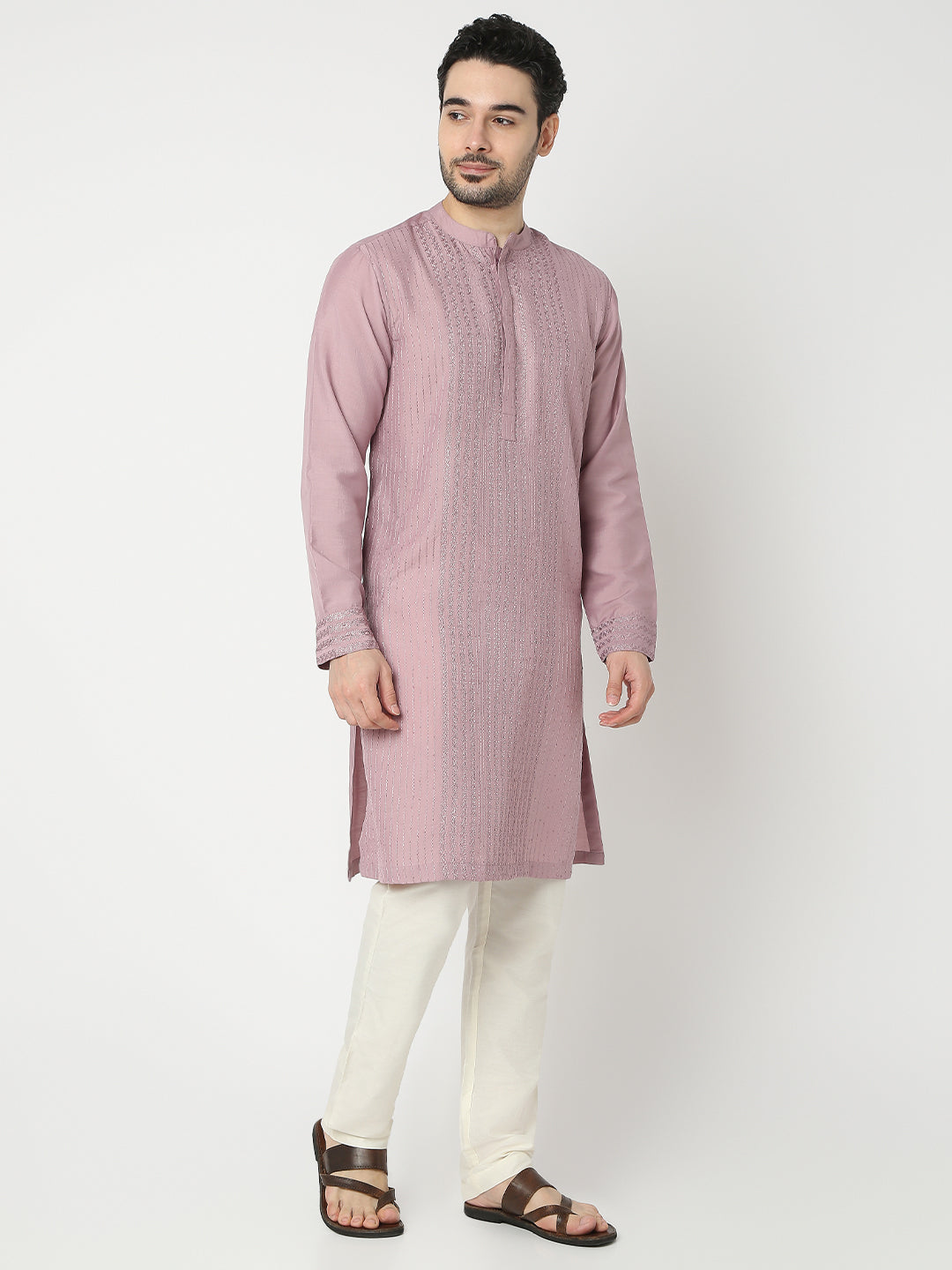Straight Fit Embroidered Full Sleeve Kurta