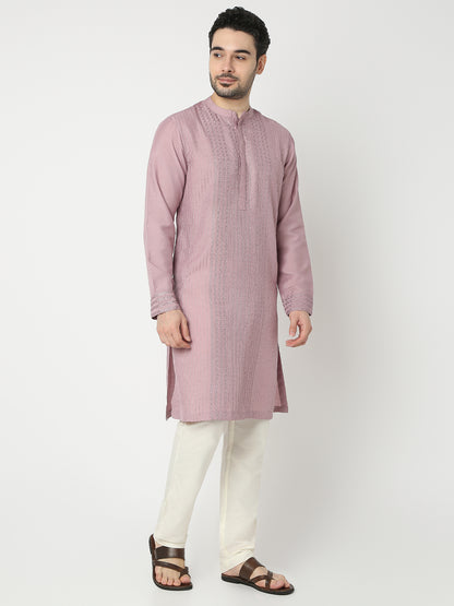 Straight Fit Embroidered Full Sleeve Kurta