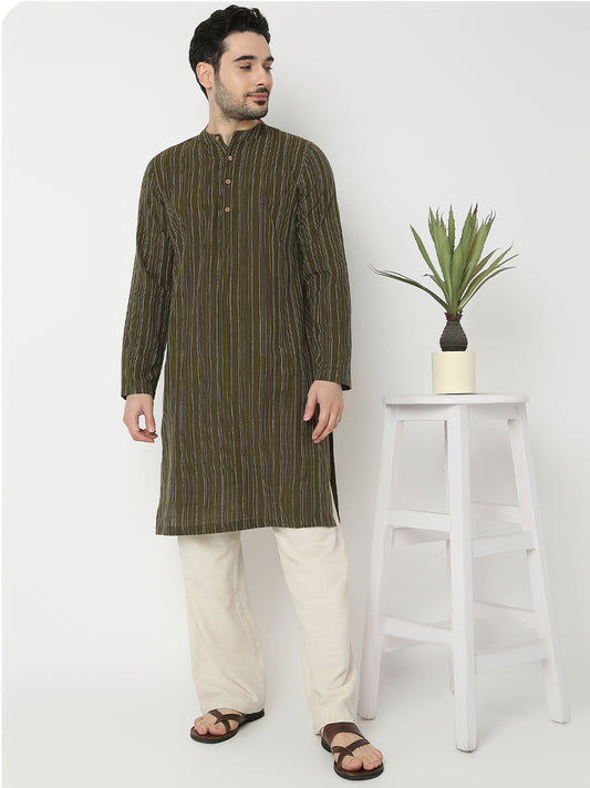 Straight Fit Printed Full Sleeve Kurta
