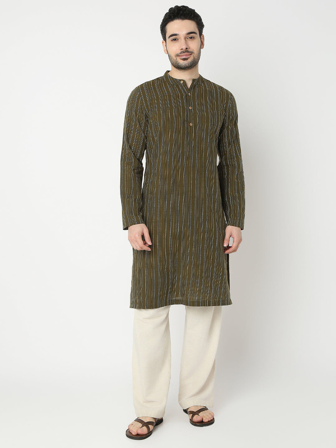 Straight Fit Printed Full Sleeve Kurta
