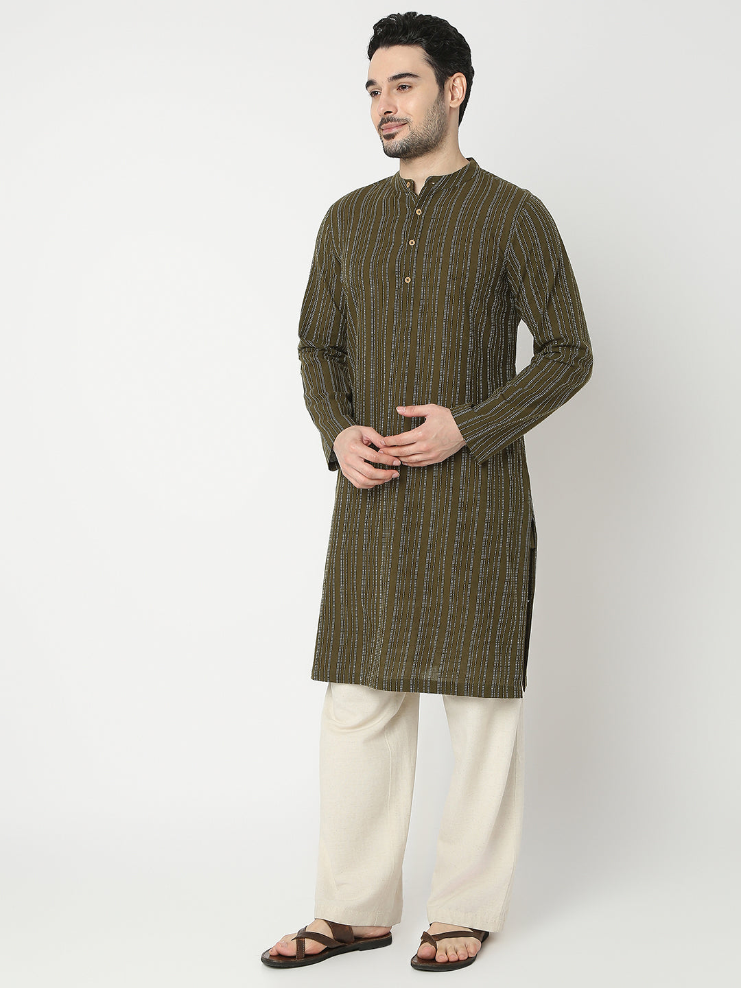Straight Fit Printed Full Sleeve Kurta
