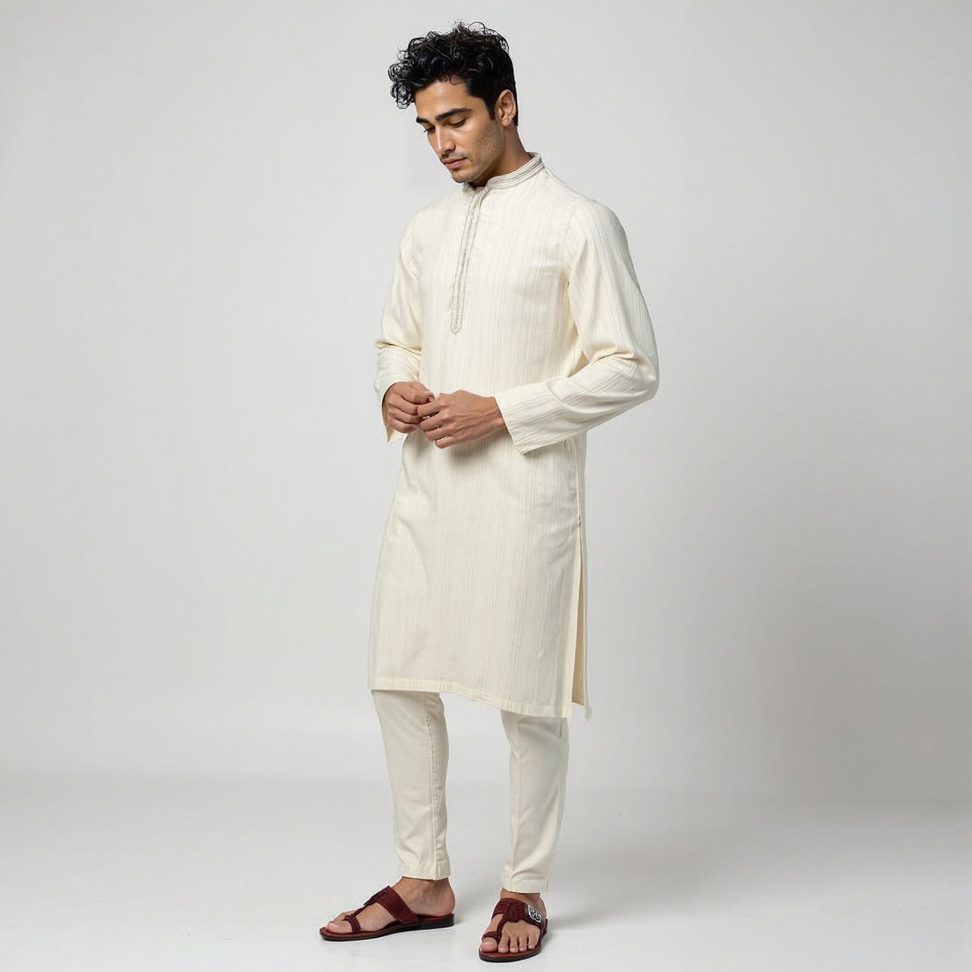 Striped Straight Long Kurta