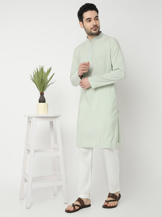 Straight Fit Jacquard Full Sleeve Kurta