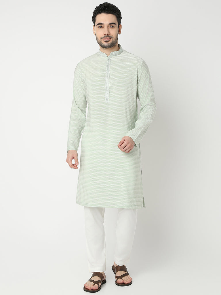 Straight Fit Jacquard Full Sleeve Kurta
